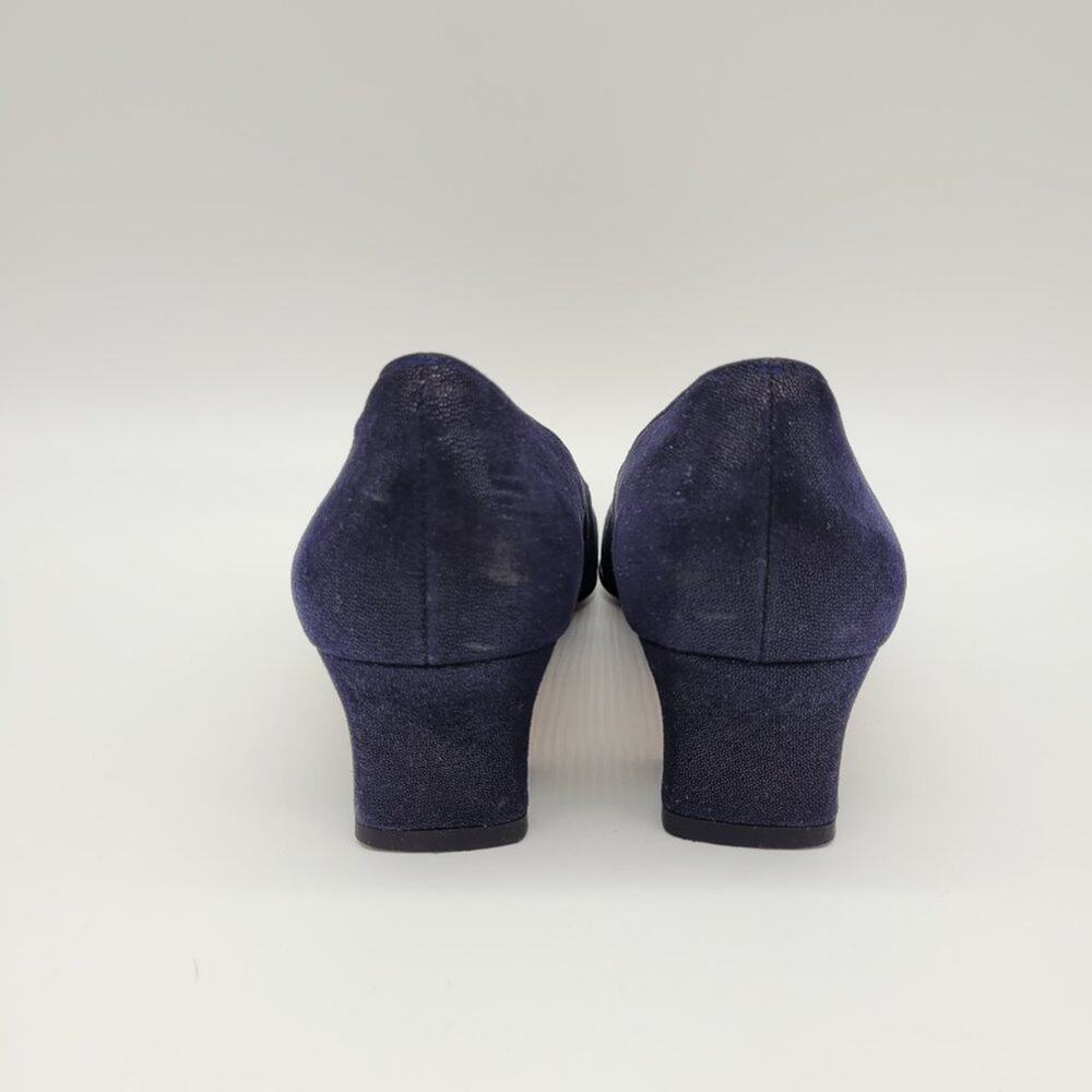 SALVATORE FERRAGAMO "Dublino" Pebble Suede Kid Leather Midnight Blue Size 8 AAAA - Picture 8 of 10
